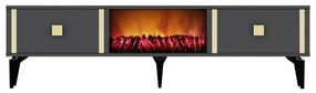 TV stolík/skrinka s krbom Tobuvu 2 (antracit + zlatá) . Vlastná spoľahlivá doprava až k Vám domov. 1095519