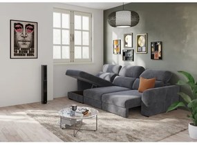 Univerzálna rohová rozkladacia trojmiestna pohovka s úložným priestorom TRENTO antracit