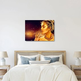 Sklenený obraz - Zlatý makeup (70x50 cm)
