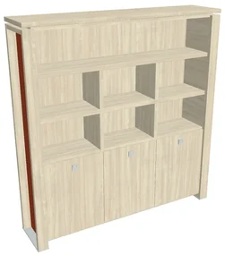 Vysoká skriňa Verno+ S 200 x 46 x 210 cm, s regálom, agát / oranžová