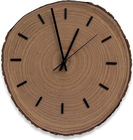 Drevené nástenné hodiny z plátu dreva s kôrou a letokruhmi  | KORRO: Amber - 3072 26-29 cm 4814-115583 KOR007-29-AMBER