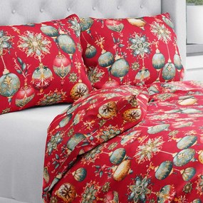 Biante Bavlnené posteľné obliečky Sandra SA-528 Vianočné banky na červenom Jednolôžko 140x200 a 70x90 cm