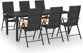 vidaXL 7-dielna sada záhradného nábytku, čierno-hnedá