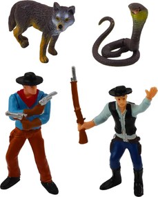 LEAN Toys Sada kovbojských figúrok divoký západ čln delo