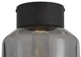 Moderné stropné svietidlo čierne s dymovým sklom - Stiklo