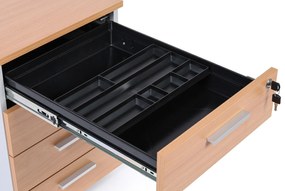 Kancelársky prístavný zásuvkový kontajner PRIMO WOOD, 4 zásuvky, orech