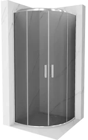 Mexen Rio, štvrťkruhový sprchovací kút s posuvnými dverami 90(dvere) x 90(dvere) x 190 cm, 6mm šedé sklo, chrómový profil, 863-090-090-01-40