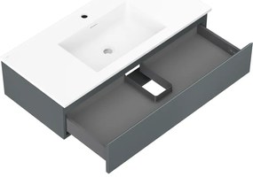 Mexen Orio, kúpeľňová skrinka 100 cm s umývadlom Otis, 1 zásuvka, grafitová matná/biela matná, 91A10-10023-1-BF66-W18M01