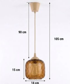 BRILAGI - LED luster na lanku R GLASS 1xE27/60W/230V priemer 14 cm béžová/dymovo-hnedá