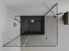 Mexen Roma, sprchový kút s krídlovými dverami 120 (dvere) x 80 (stena) cm, 6mm číre sklo, chrómový profil + slim sprchová vanička čierna + chrómový sifón, 854-120-080-01-00-4070