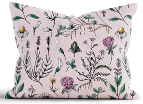 Bavlnená obliečka na vankúš Renforcé 70 × 90 cm - Herbár púdrový