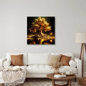 Obraz zlatý strom života pri jazere