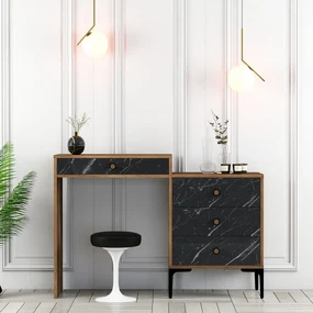 Toaletný stolík Lizbon 555 - Walnut, Black