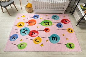 Koberec PLAY  balóniky, písmená abeceda G3548-3,  ružový