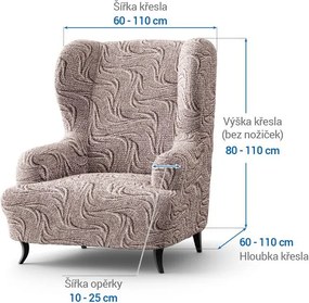 Bielastické poťahy BRILLANTE hnedé kreslo ušiak (š. 60 - 110 cm)
