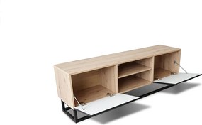 TV stolík Loftia Mini 160 cm na kovových nožičkách - dub artisan / čierny mat