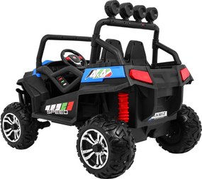 Ramiz Terénna bugina Strong pre deti modrá + pohon 4x4 + diaľkové ovládanie + nosič batožiny + rádio MP3 + LED