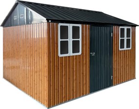 Plechový záhradný domček na náradie, hnedá/antracitová, 3,6x3,1x2,5 m, GABKO