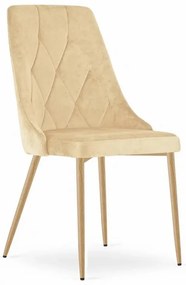 Stolička IMOLA - svetlý béžový zamat / nohy vo farbe dreva - vintino.sk