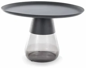 Konferenční stolek Tiffany 70 cm čirý/černý mat