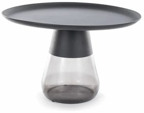 Konferenční stolek Tiffany 70 cm čirý/černý mat
