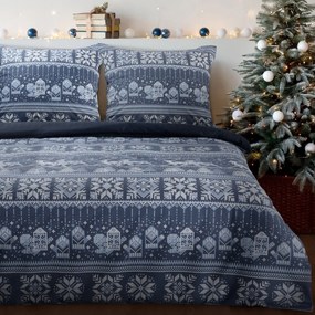VIANOČNÉ FLANELOVÉ OBLIEČKY FJORD 200X220 CM, 1 KS 70X80 CM VZOROVANÉ