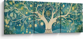 Obraz – Magický strom so špirálami (s hodinami) (90x30 cm)