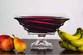 KRIŠTÁĽOVÁ MISKA BOHEMIA CASABLANCA BURGUNDY NA NOHE 285MM