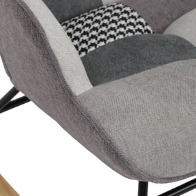 Hojdacie kreslo FABIAN II — látka, čiernobiely patchwork