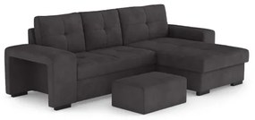 Rozkladacia sedačka s úložným priestorom a taburetom PALERMO čierna pravá