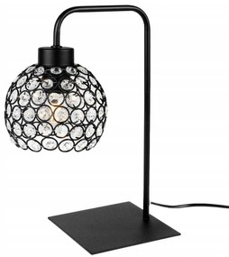 Stolná lampa Crystal, 1x čierne krištáľové tienidlo