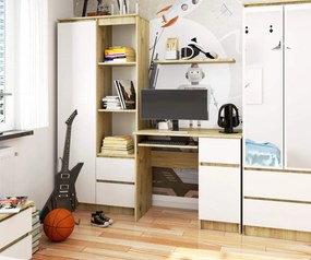 Psací stůl PIKSEL 90 cm dub artisan/bílý pravý