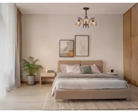 Luster na tyči MERRA 3xE27/40W/230V čierna/béžová