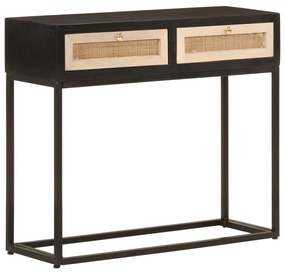 Konzolový stolík, čierny 90x30x76 cm, mangový masív a železo 372003