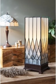 Bielo-šedá stolná lampa Tiffany Paulette - 17*17*43 cm E27/ 1*40W