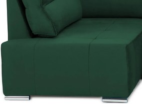 Rohová sedačka na trvalé spanie Island, tmavo zelená látka, ľavý roh