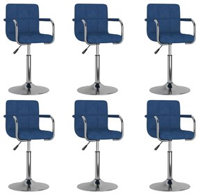 Otočné jedálenské stoličky 6 ks modré látkové