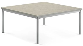 Stôl SONITUS, 1200x1200x500 mm, linoleum - šedá, strieborná