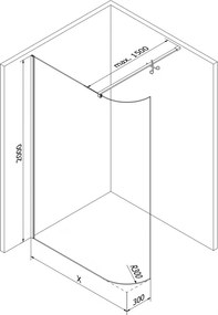Mexen Kioto, zaoblená sprchová zástena 160 x 200 cm, 8mm číre sklo, chrómový profil, 800-160-101-01-06