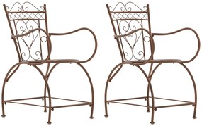 Kovová stolička Sheela s područkami (SET 2 ks) - Hnedá antik