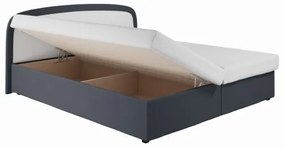 Čalúnená posteľ MALIA 160x200 so pružinovou matracou a úložným priestorom, sivá