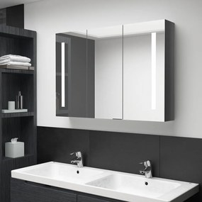 LED kúpeľňová zrkadlová skrinka 89x14x62 cm žiarivá sivá 326528