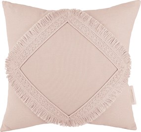Boho štvorcový čipkový vankúš púdrovo ružová 40x40 cm