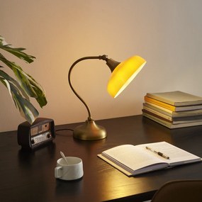 Klasická stolná lampa bronzová s oranžovým opálovým sklom - Clerk