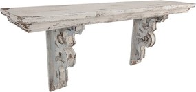 Biela antik nástenná drevená polica - 100 * 23 * 41 cm