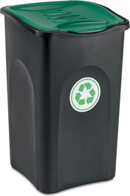 STEFANPLAST Kôš na triedený odpad ECOGREEN 50 l, čierny/so zeleným vekom