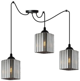 Závesné svietidlo Riffle Square Spider, 3x grafitové sklenené tienidlo, b