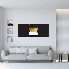 Obraz - Abstrakcia zlatá a čierna N⁰2 (120x50 cm)