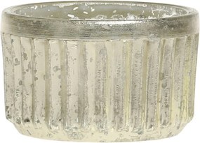 Malý ortuťový sklenený svietnik na čajovú sviečku s drážkami - Ø 6*4cm