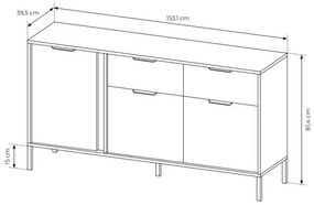 Komoda Lyran 3D2S (antracit + zlatá). Vlastná spoľahlivá doprava až k Vám domov. 1071354